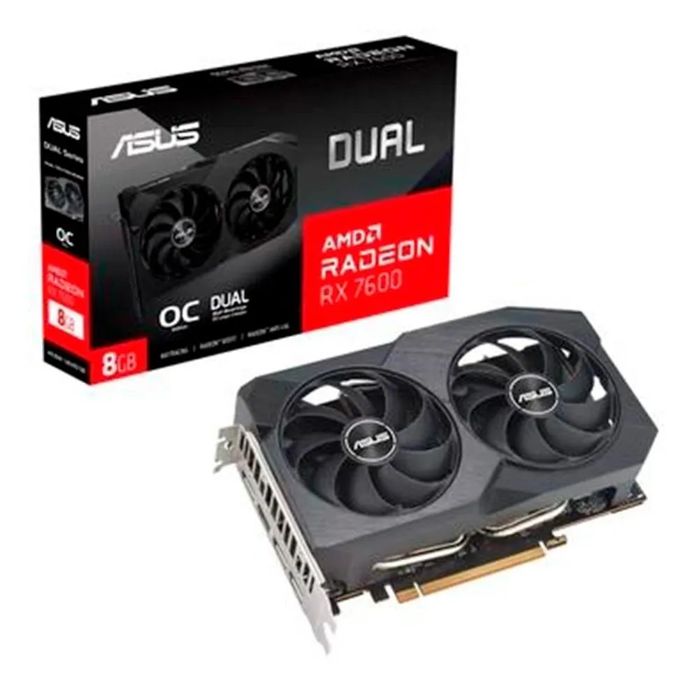 Placa De Vdeo Rx7600 Oc Asus Amd Dual Radeon, 8gb Gddr6 - 90yv0ih2-M0na00